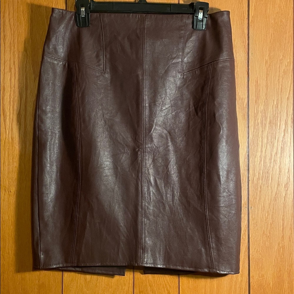 Express brown vegan leather pencil skirt